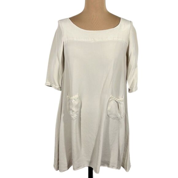 Fluet Silk Mini Dress Size Small Cream Off White - Picture 1 of 12